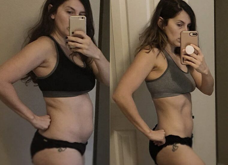 Момиче преди и след кето диетата